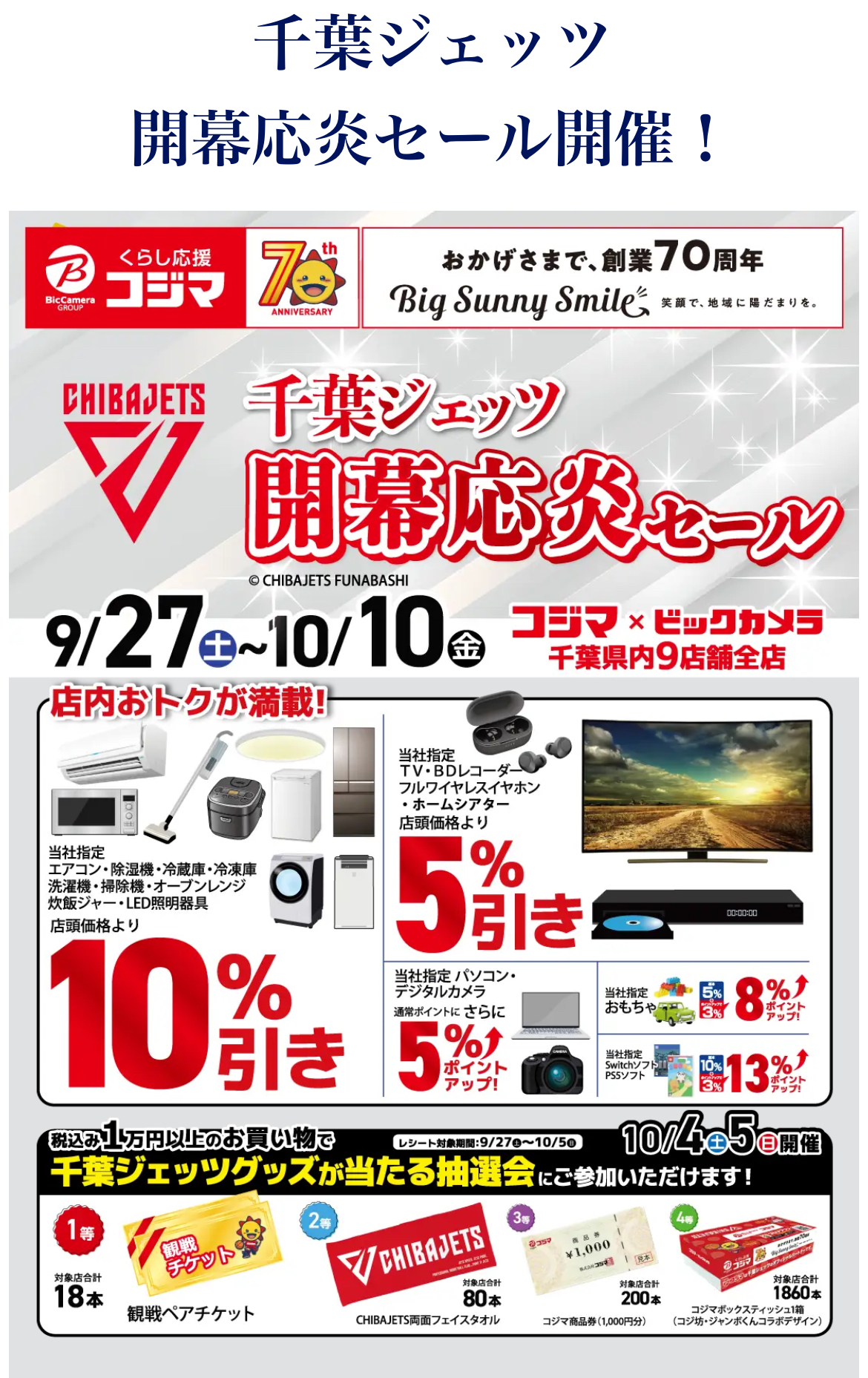 千葉ジェッツ開幕応援セール:イメージ