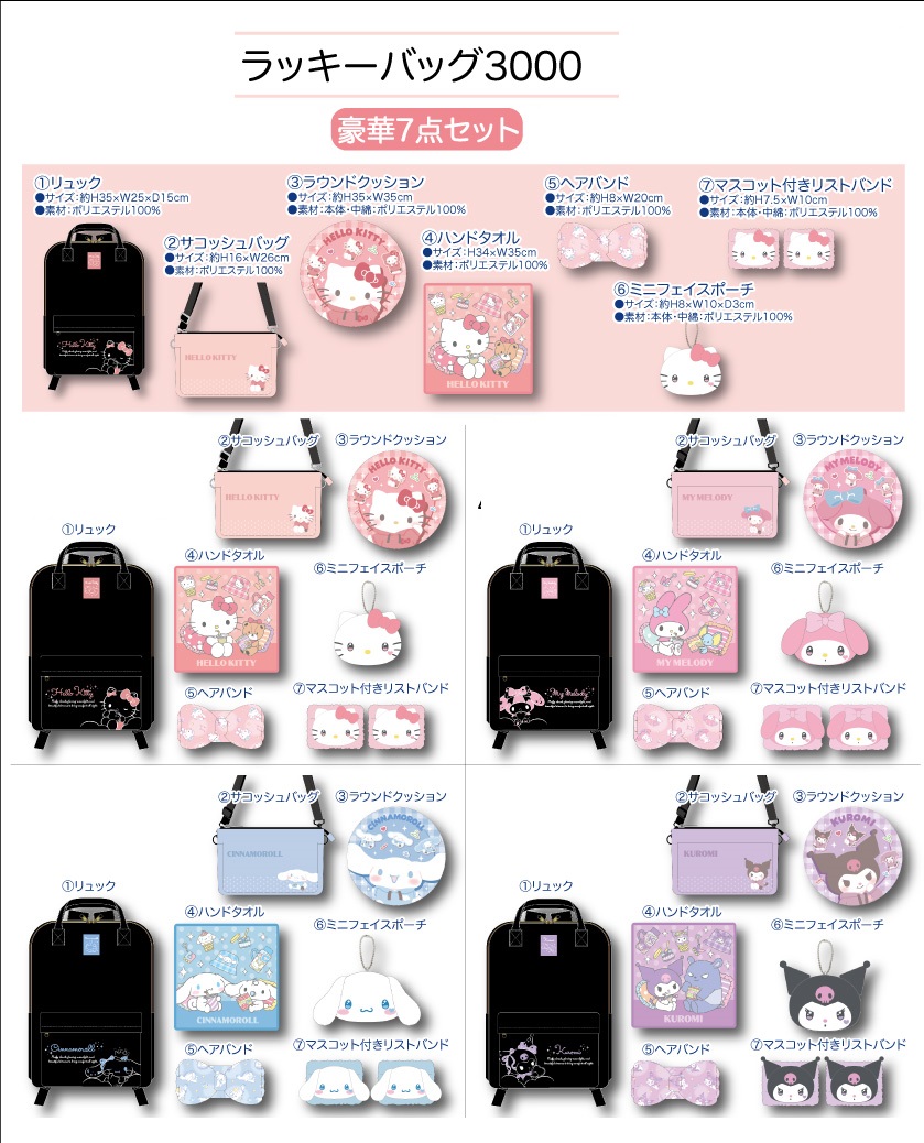  パステル 1/1より販売開始　サンリオラッキーバッグ:イメージ